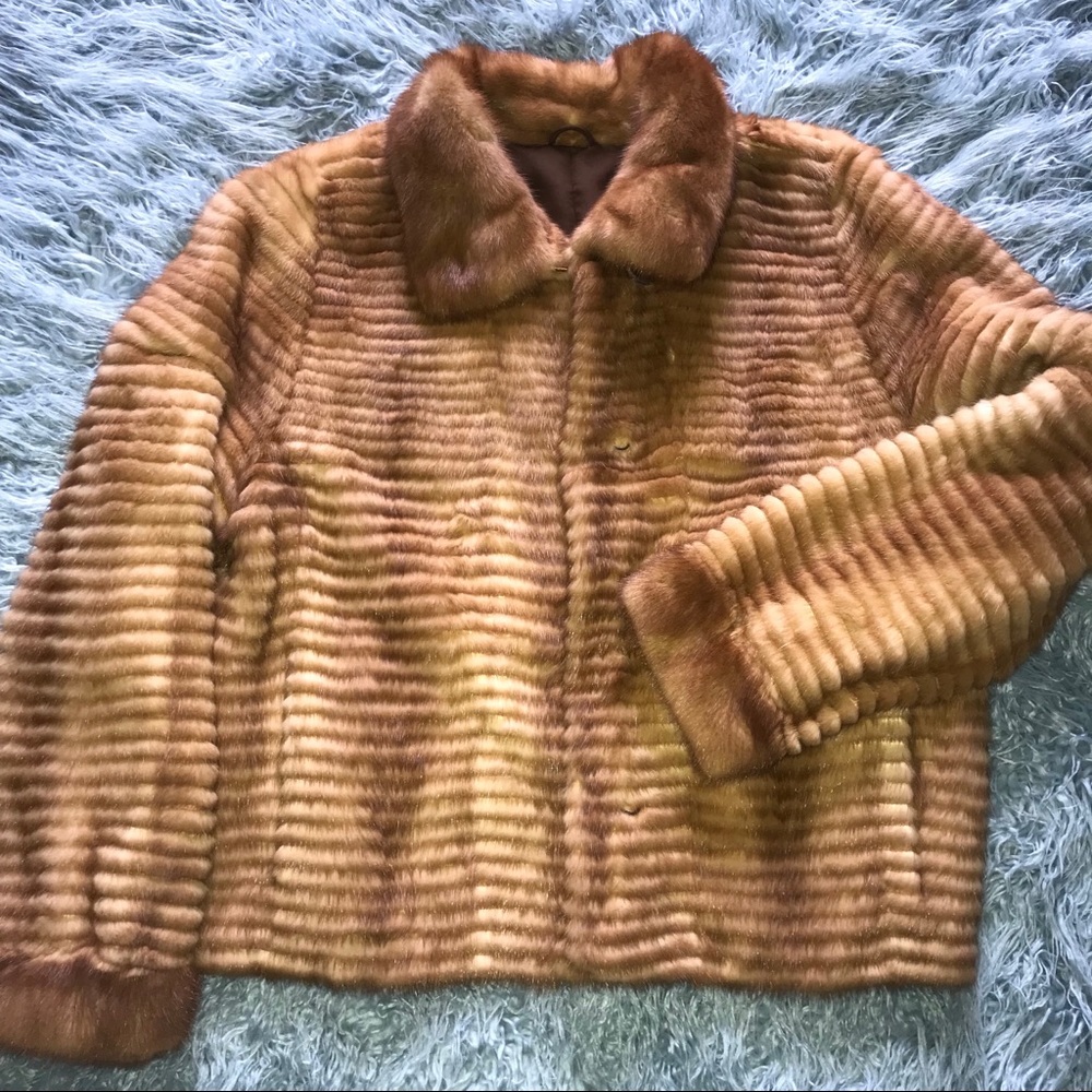 REAL Womens cognac Mink Fur Coat Sz Medium EUC!